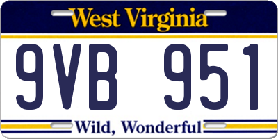 WV license plate 9VB951