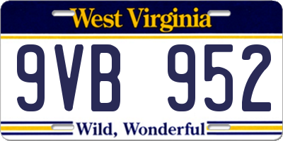 WV license plate 9VB952