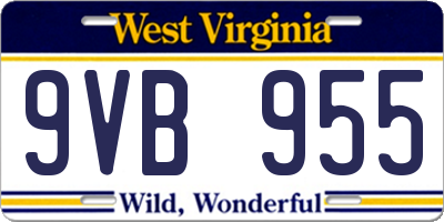 WV license plate 9VB955