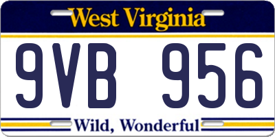 WV license plate 9VB956
