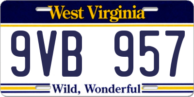 WV license plate 9VB957