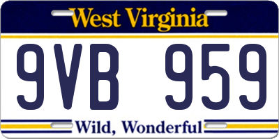 WV license plate 9VB959