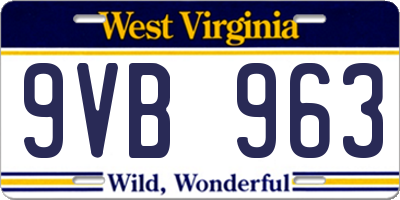 WV license plate 9VB963