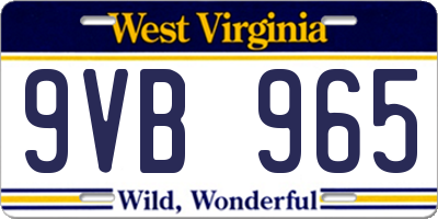WV license plate 9VB965