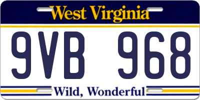 WV license plate 9VB968