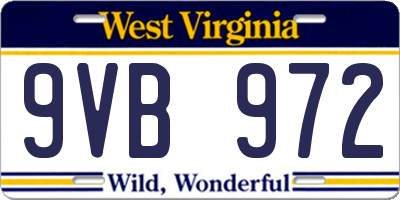WV license plate 9VB972
