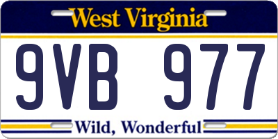 WV license plate 9VB977