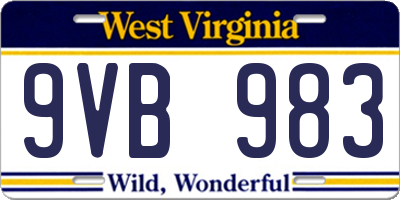 WV license plate 9VB983