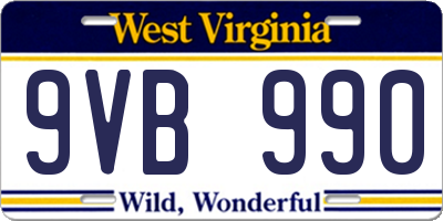 WV license plate 9VB990
