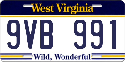 WV license plate 9VB991