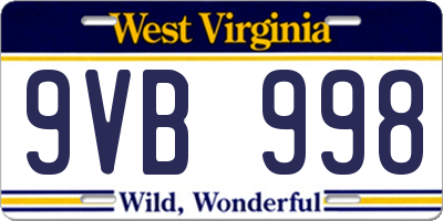 WV license plate 9VB998