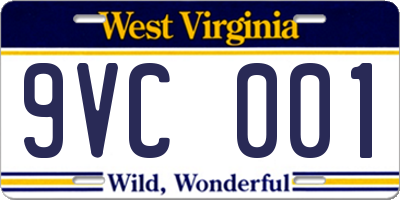 WV license plate 9VC001