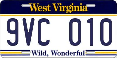 WV license plate 9VC010