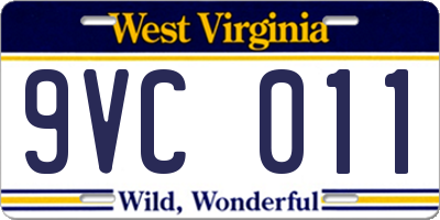 WV license plate 9VC011