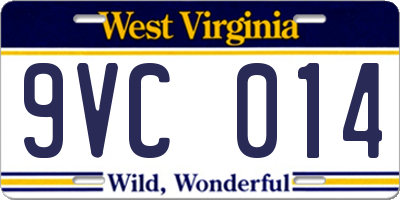 WV license plate 9VC014