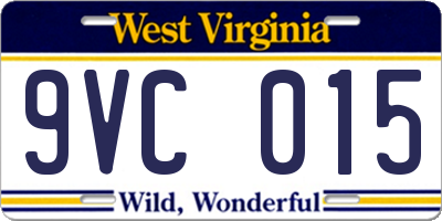 WV license plate 9VC015