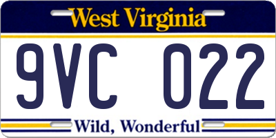 WV license plate 9VC022