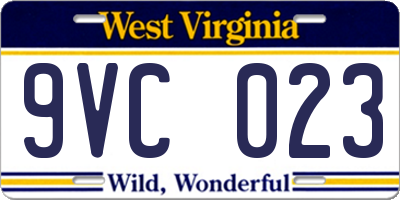 WV license plate 9VC023