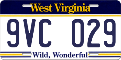 WV license plate 9VC029
