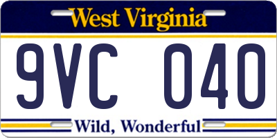 WV license plate 9VC040
