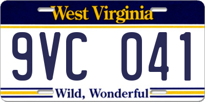 WV license plate 9VC041