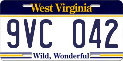 WV license plate 9VC042