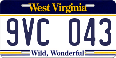 WV license plate 9VC043