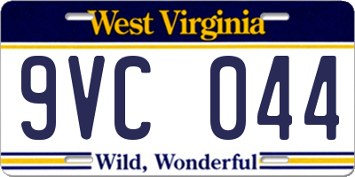 WV license plate 9VC044