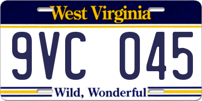 WV license plate 9VC045