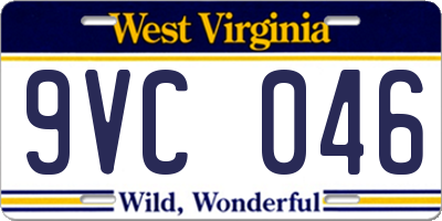WV license plate 9VC046