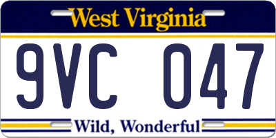 WV license plate 9VC047