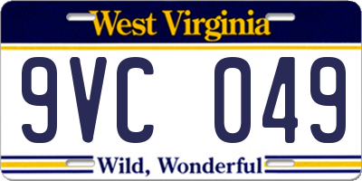 WV license plate 9VC049