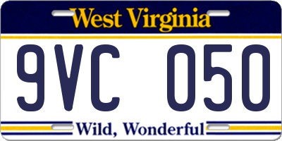 WV license plate 9VC050