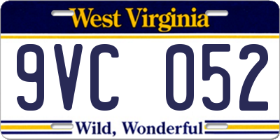 WV license plate 9VC052