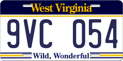 WV license plate 9VC054