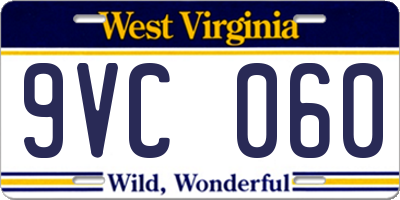 WV license plate 9VC060