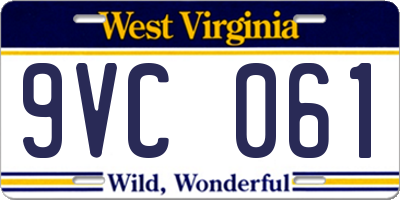 WV license plate 9VC061