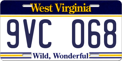 WV license plate 9VC068