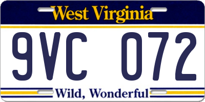 WV license plate 9VC072