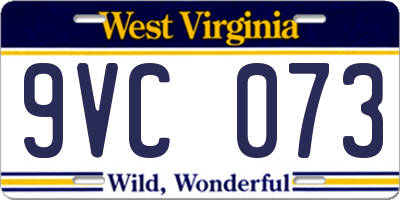 WV license plate 9VC073