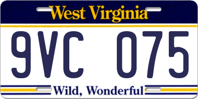 WV license plate 9VC075
