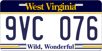 WV license plate 9VC076