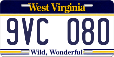 WV license plate 9VC080