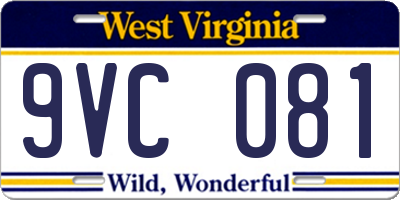 WV license plate 9VC081
