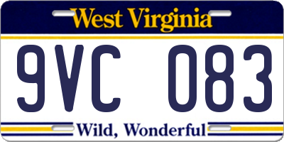 WV license plate 9VC083