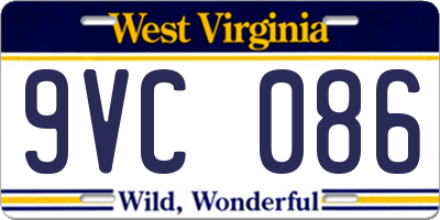 WV license plate 9VC086