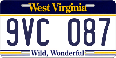 WV license plate 9VC087