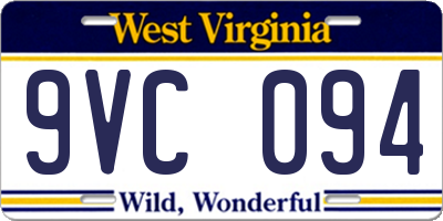 WV license plate 9VC094
