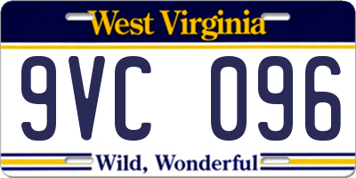 WV license plate 9VC096