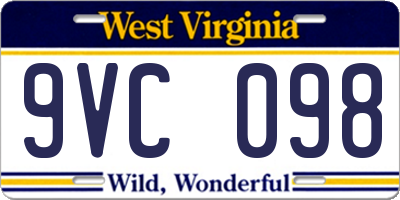 WV license plate 9VC098